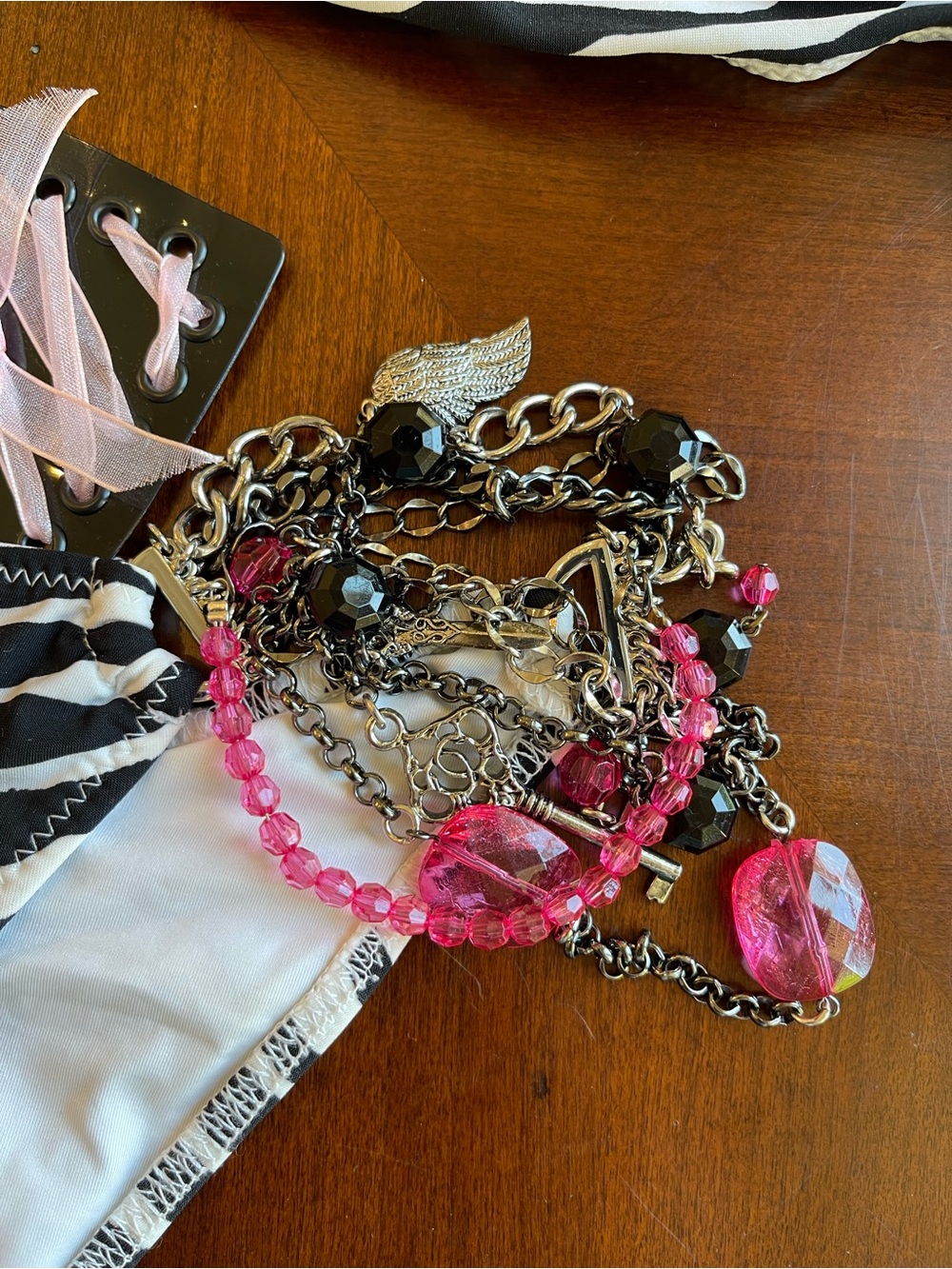 NWT beach bunny bikini set XL top, S bottoms Zebra and hot pink beads - Picture 8 of 15